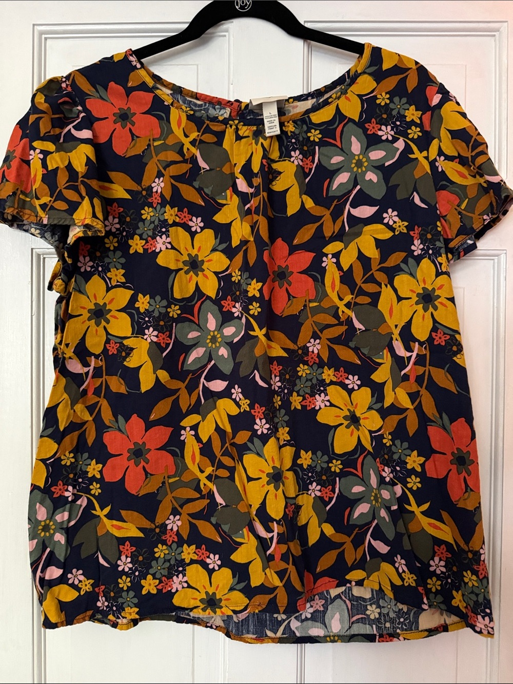 St. John's Bay Navy Floral Short Sleeve Blouse